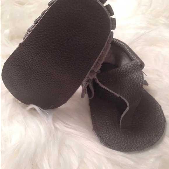 Real leather sandal Moccasins-dark gray - Picture 4 of 5